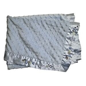 Just One Year Baby Blanket Love you form A to Z Puppy Blue Minky Satin Edge Back